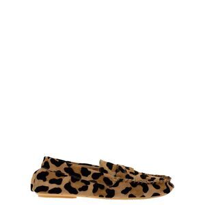 Anniel Women Suede Loafers With Animal Print